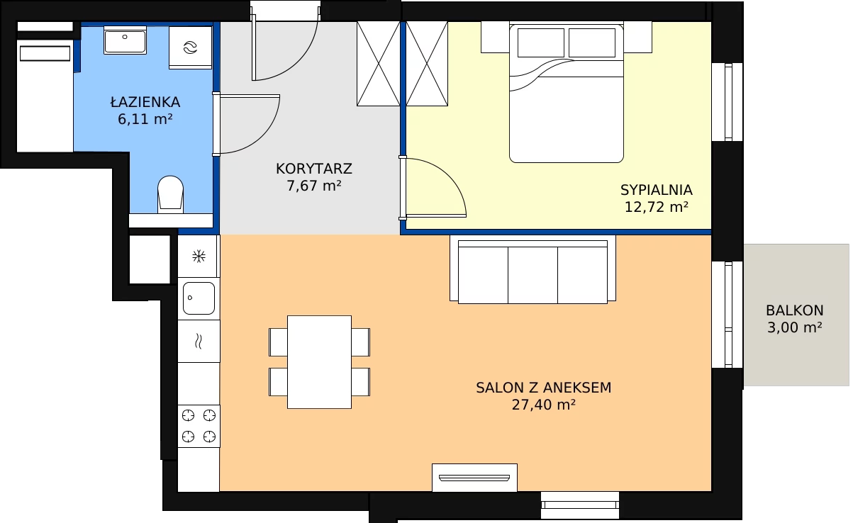 Zalety mieszkania 53.9 m², B.M050