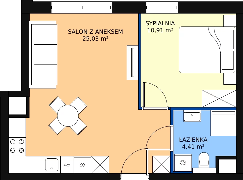 Zalety mieszkania 40.23 m², B.M051