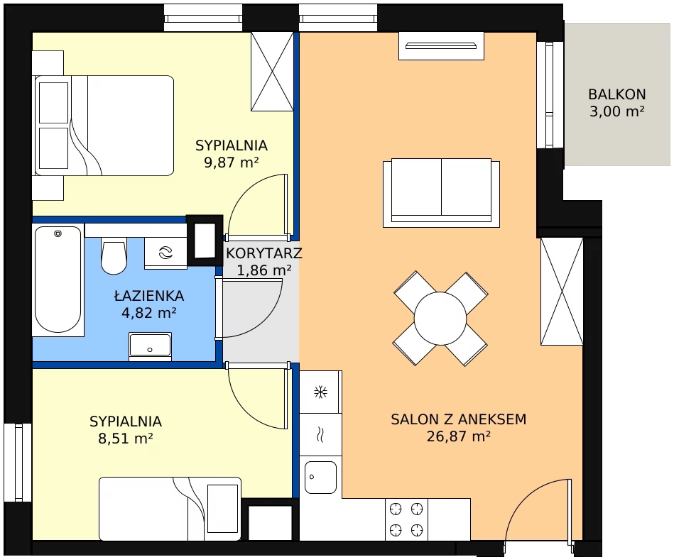 Zalety mieszkania 51.92 m², B.M072