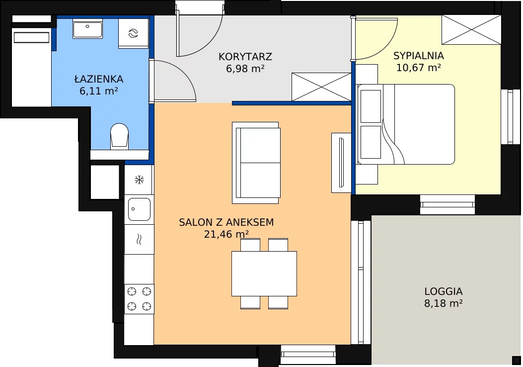 Zalety mieszkania 45.1 m², B.M073