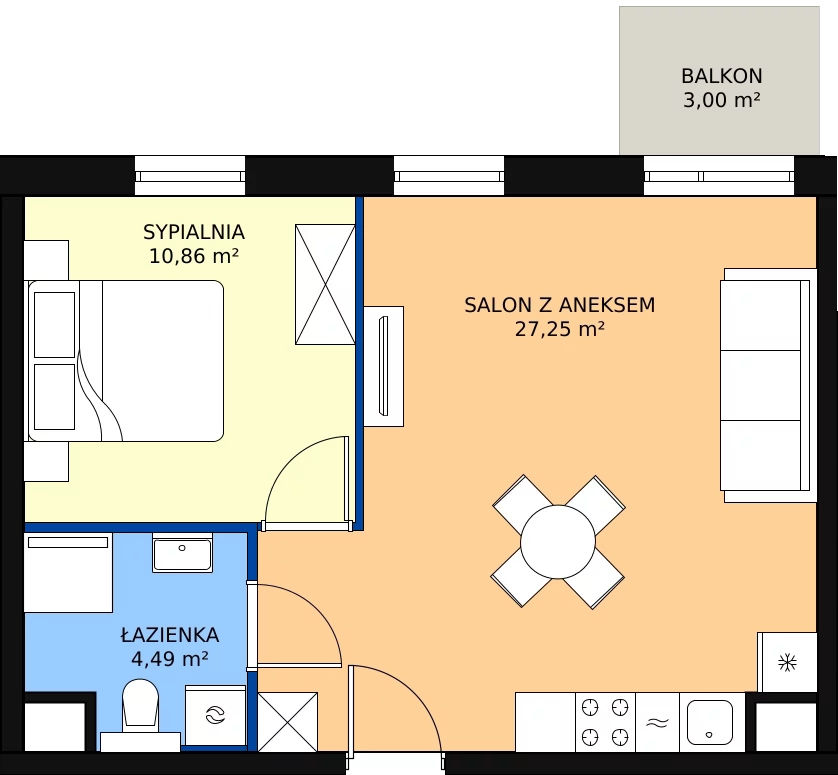 Zalety mieszkania 42.64 m², B.M075