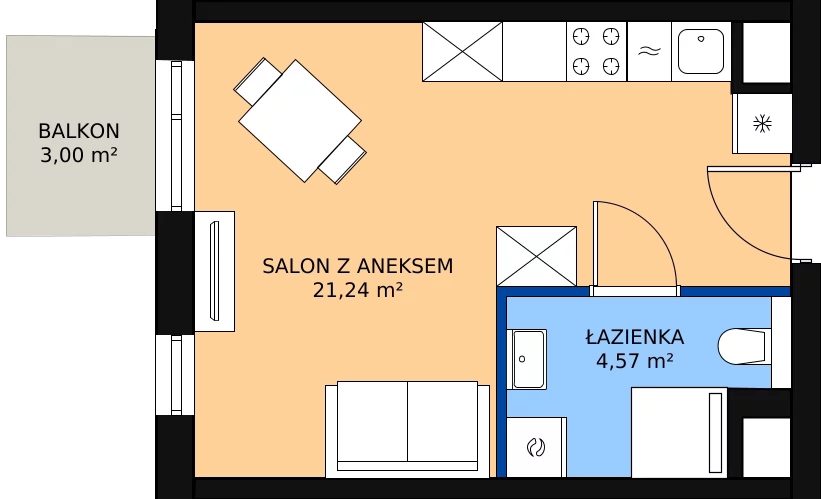 Zalety mieszkania 26.01 m², B.M094