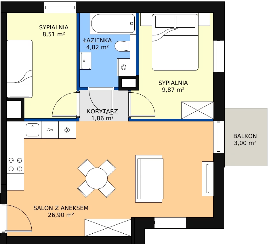 Zalety mieszkania 51.82 m², B.M096