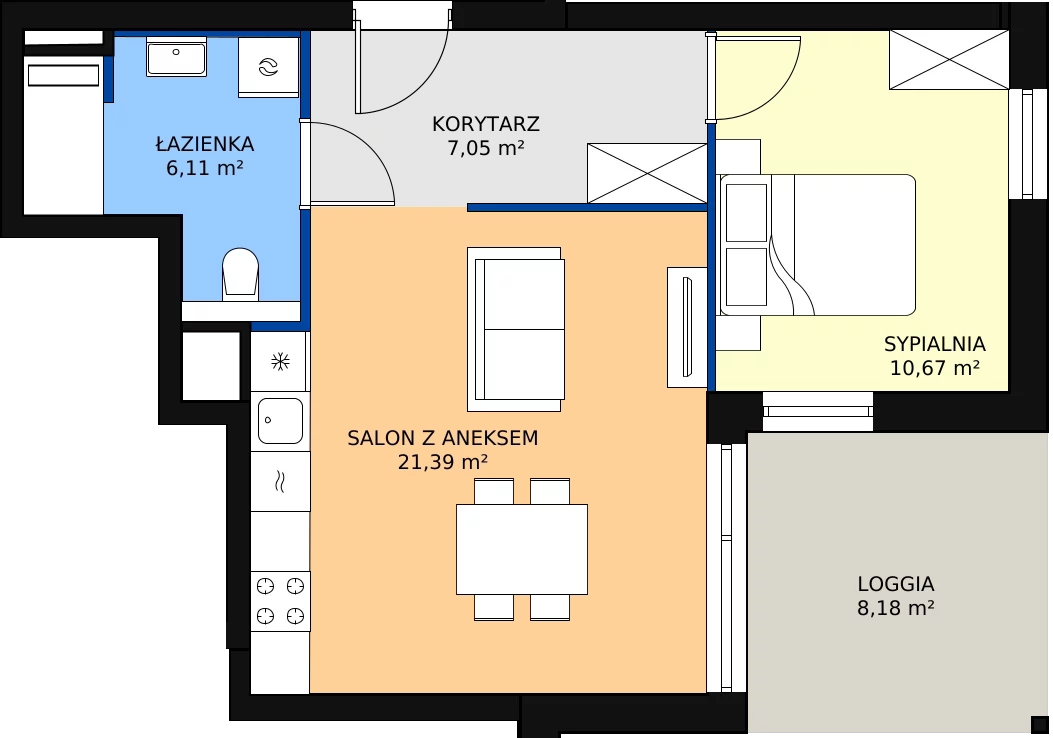 Zalety mieszkania 45.02 m², B.M097