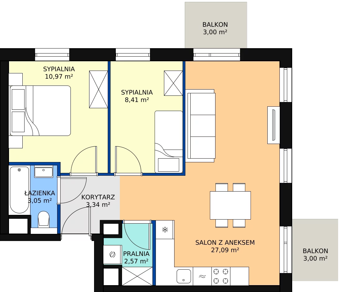 Zalety mieszkania 55.22 m², A.M102
