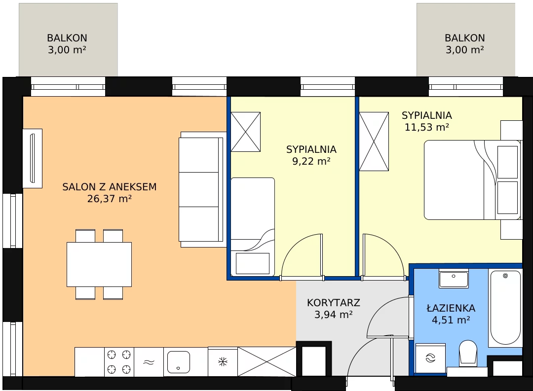 Zalety mieszkania 55.61 m², A.M106