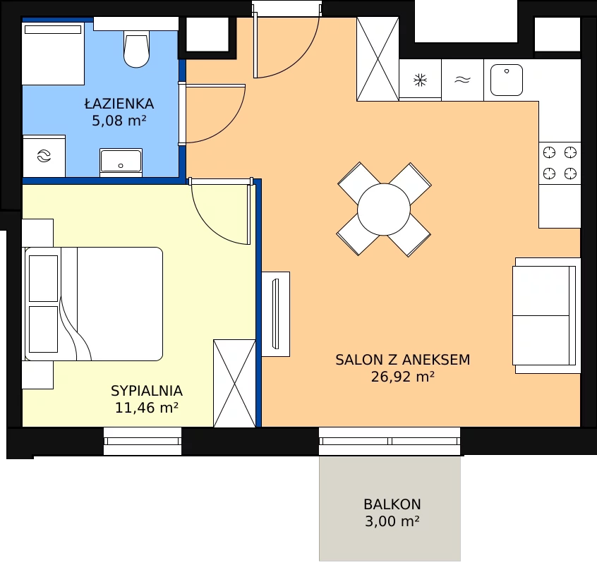 Zalety mieszkania 43.51 m², B.M111