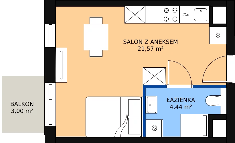 Zalety mieszkania 26.06 m², B.M119