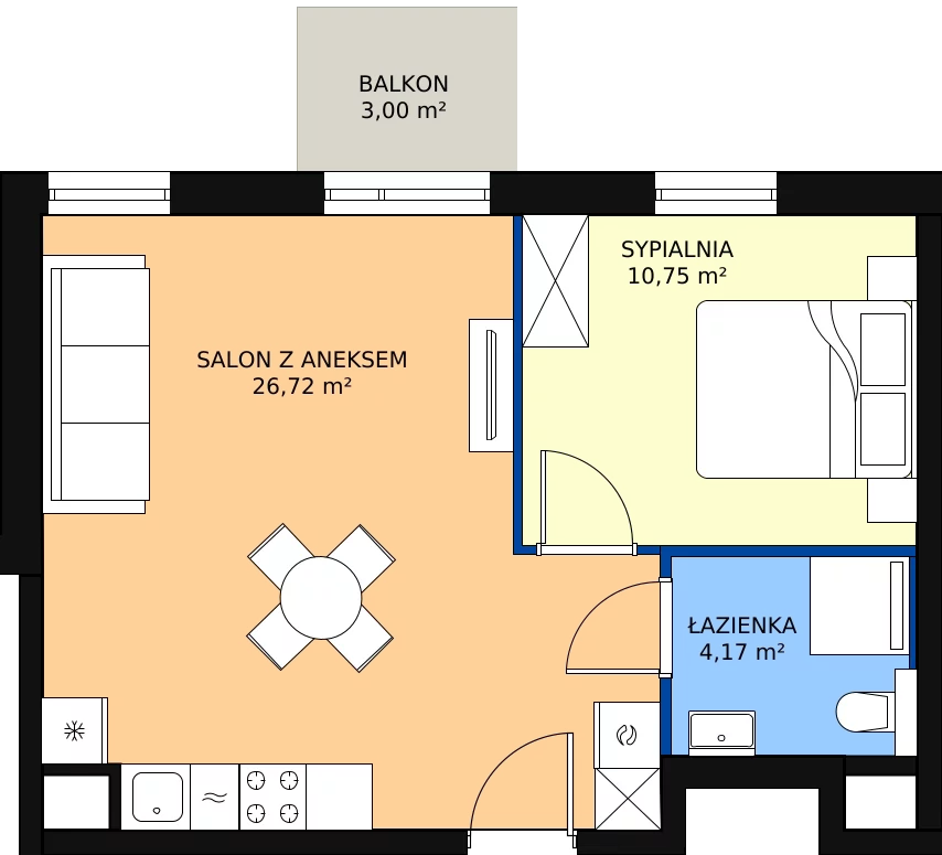 Zalety mieszkania 41.81 m², A.M124