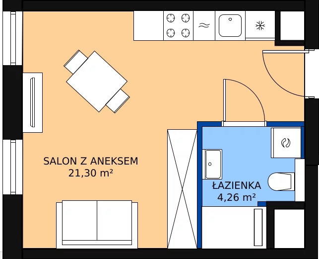 Zalety mieszkania 25.61 m², A.M130