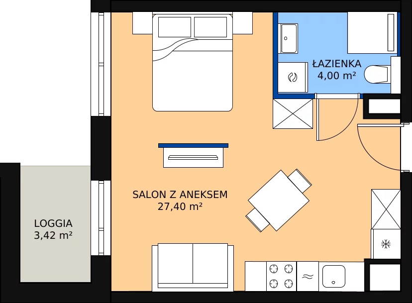 Zalety mieszkania 31.49 m², A.M132