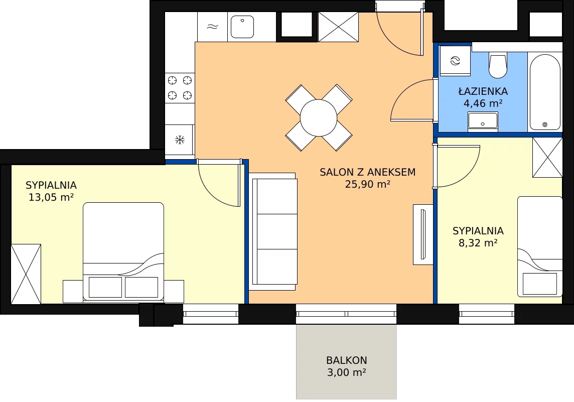Zalety mieszkania 51.71 m², B.M136