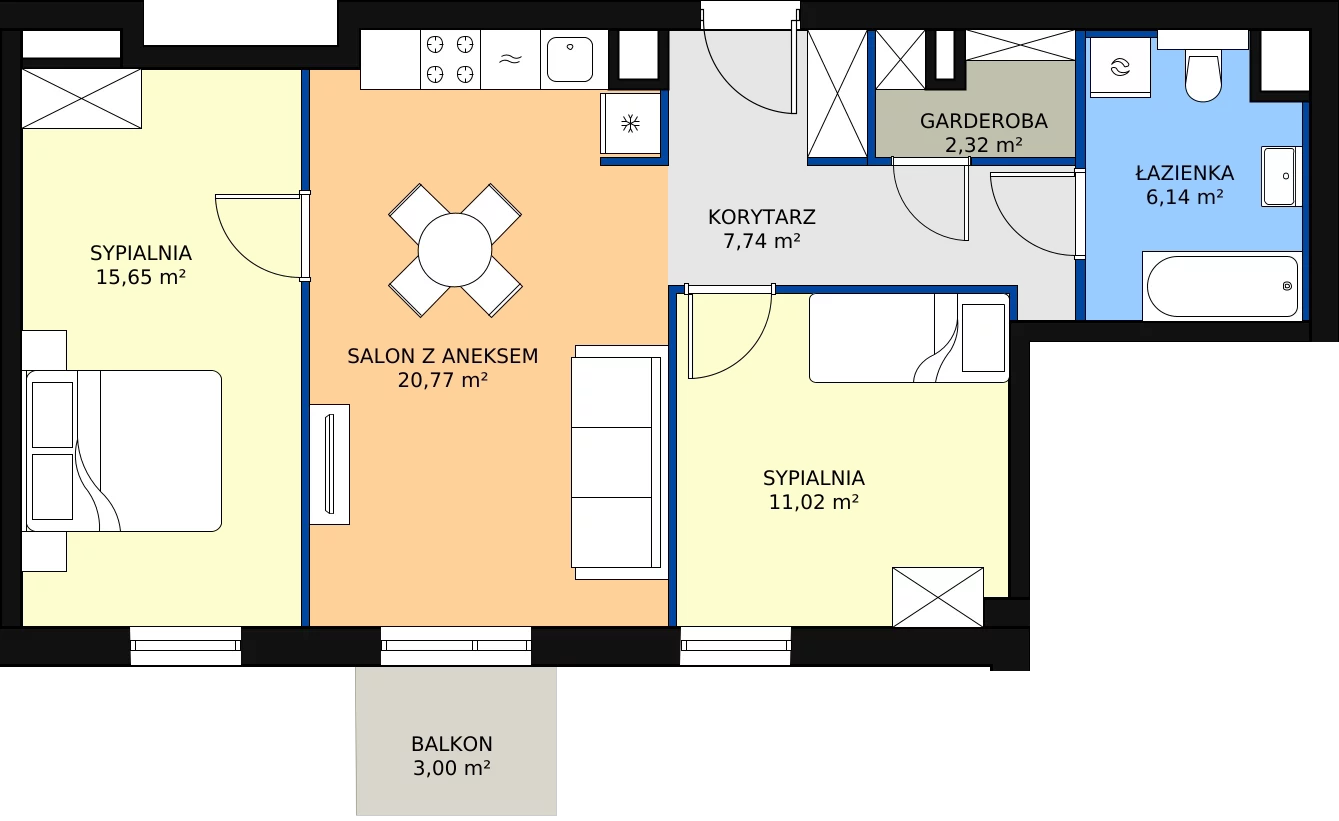Zalety mieszkania 63.51 m², B.M137