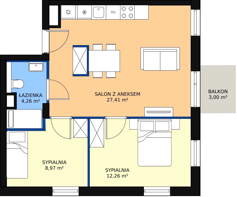 Zalety mieszkania 53.07 m², B.M138