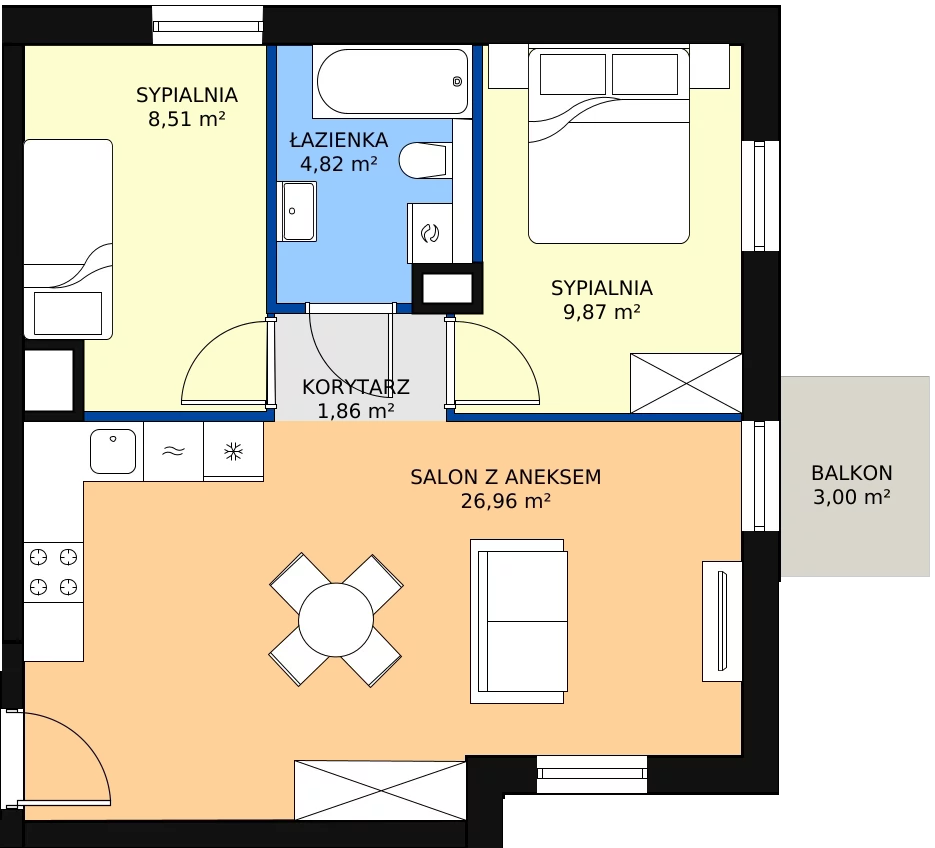 Zalety mieszkania 51.91 m², B.M145