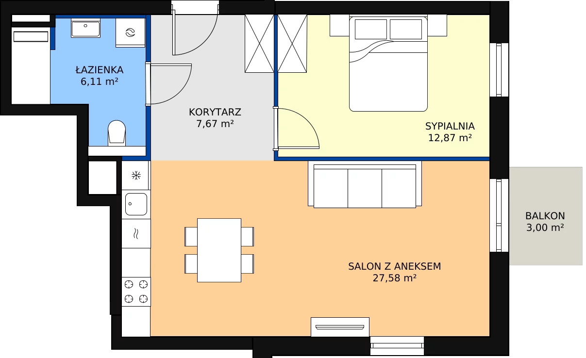Zalety mieszkania 54.14 m², B.M146