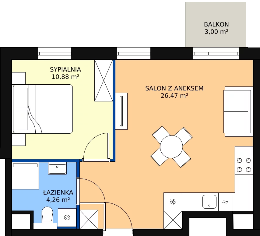 Zalety mieszkania 41.42 m², A.M147