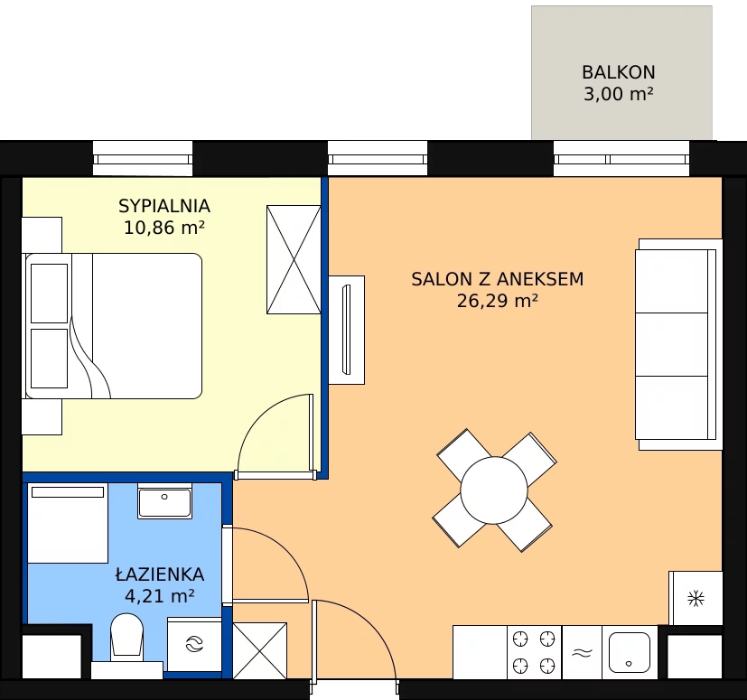 Zalety mieszkania 41.54 m², A.M148