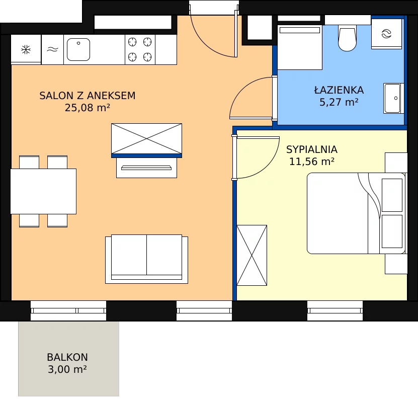 Zalety mieszkania 42.17 m², A.M150