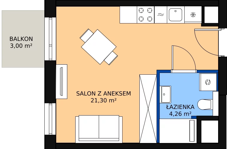 Zalety mieszkania 25.7 m², A.M153