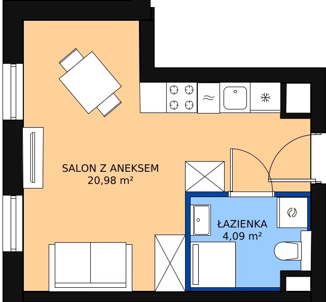 Zalety mieszkania 25.13 m², A.M154