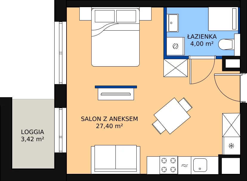 Zalety mieszkania 31.54 m², A.M155