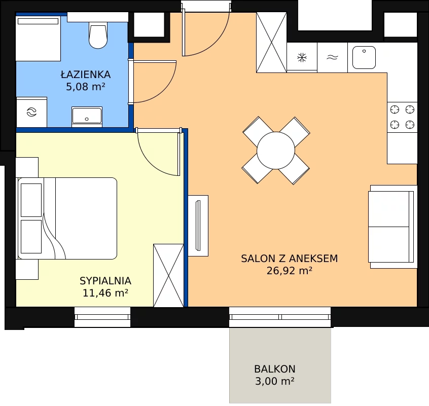 Zalety mieszkania 43.55 m², B.M159