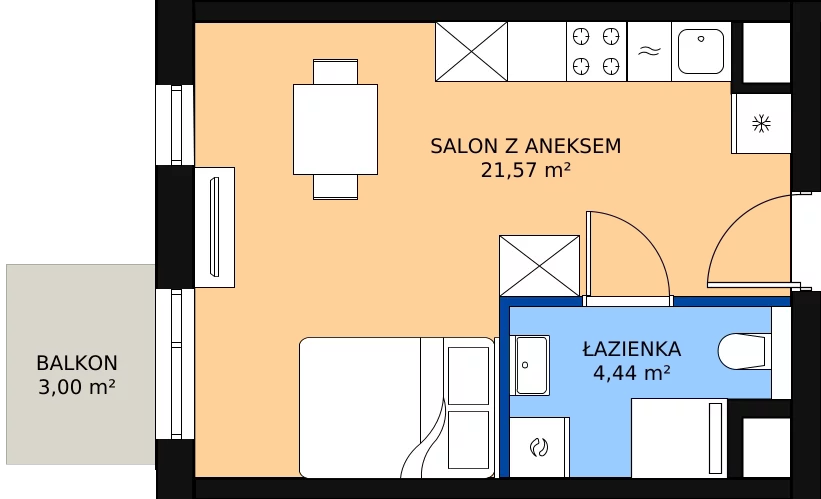 Zalety mieszkania 25.95 m², B.M167
