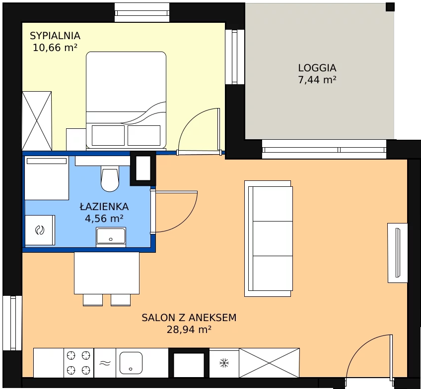 Zalety mieszkania 44.24 m², B.M168