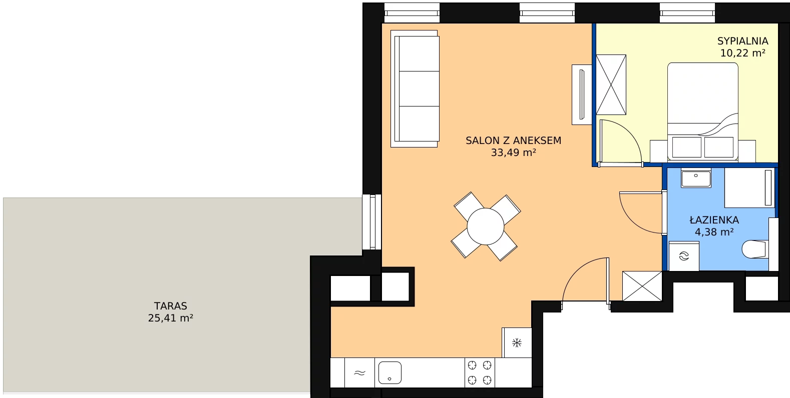 Zalety mieszkania 48.33 m², A.M170