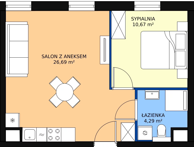Zalety mieszkania 41.67 m², A.M171
