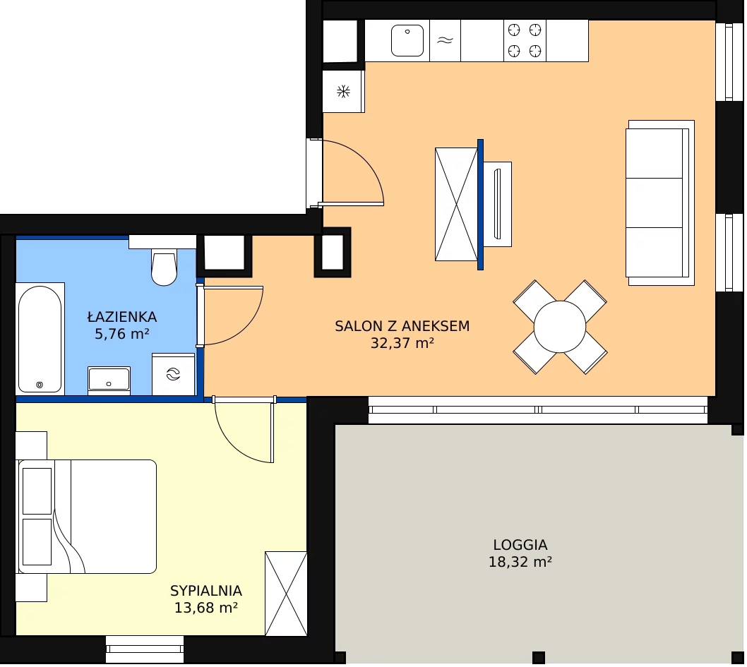 Zalety mieszkania 51.76 m², A.M172