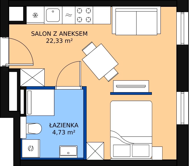 Zalety mieszkania 27.36 m², A.M173
