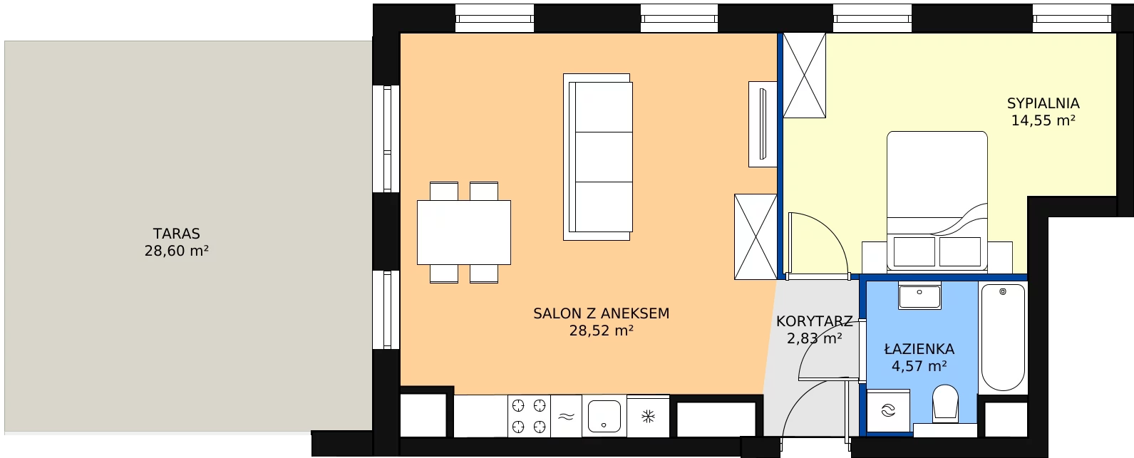 Zalety mieszkania 50.25 m², A.M175