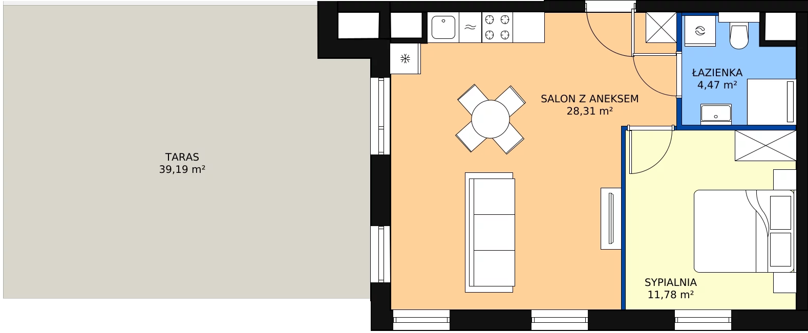 Zalety mieszkania 44.67 m², A.M177