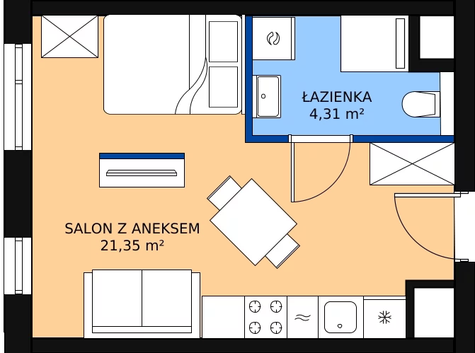 Zalety mieszkania 25.67 m², B.M181