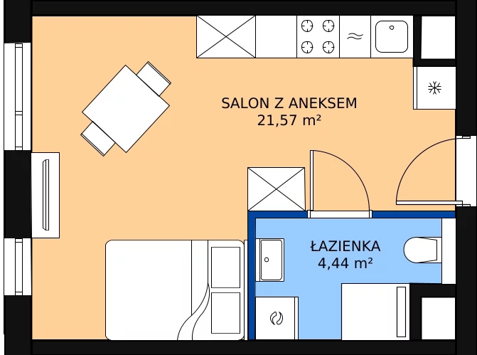 Zalety mieszkania 25.9 m², B.M182