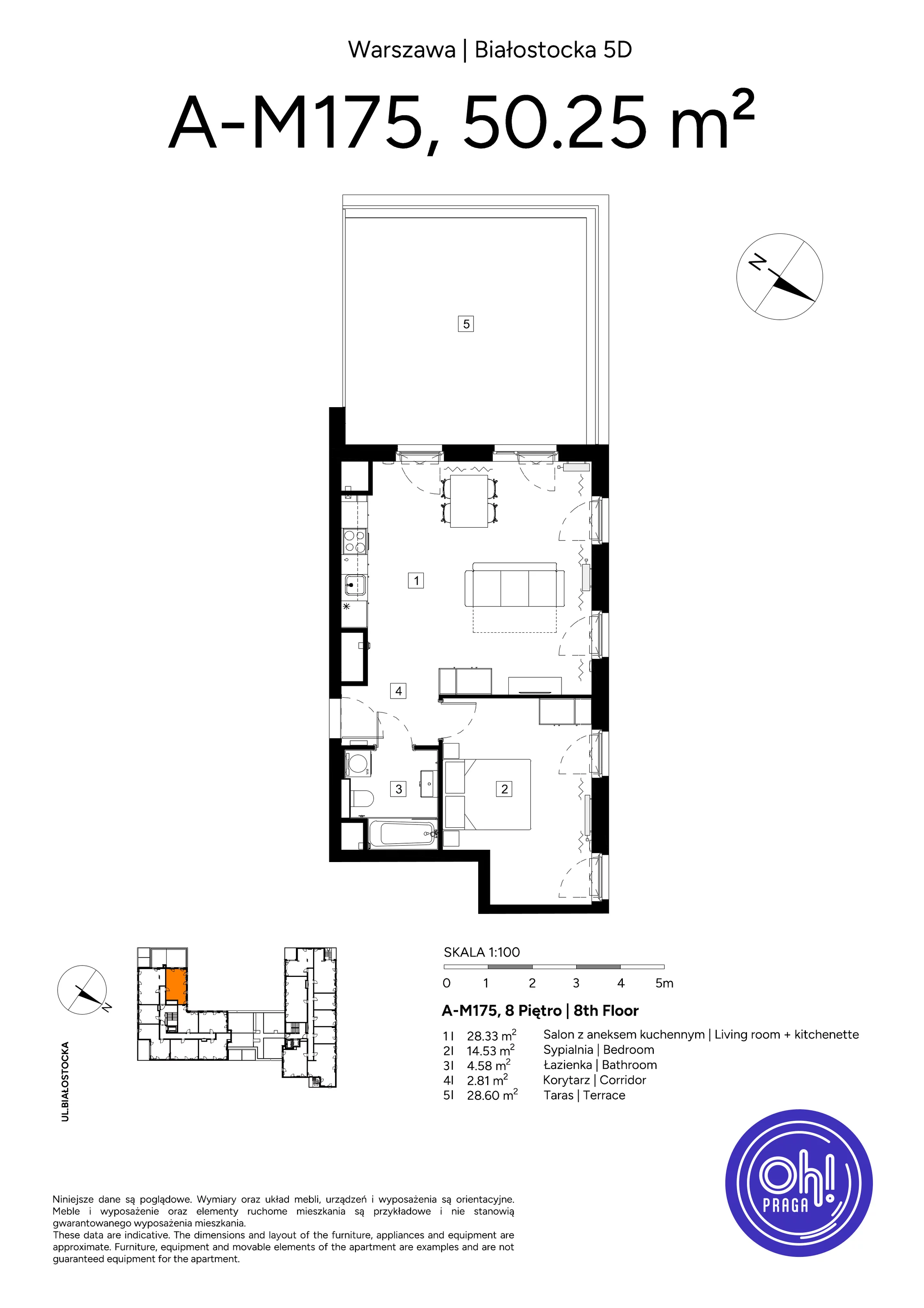 2 pokoje, mieszkanie 50,25 m², piętro 8, oferta nr A.M175, Oh! Praga, Warszawa, Praga Północ, Szmulki, ul. Białostocka 5D