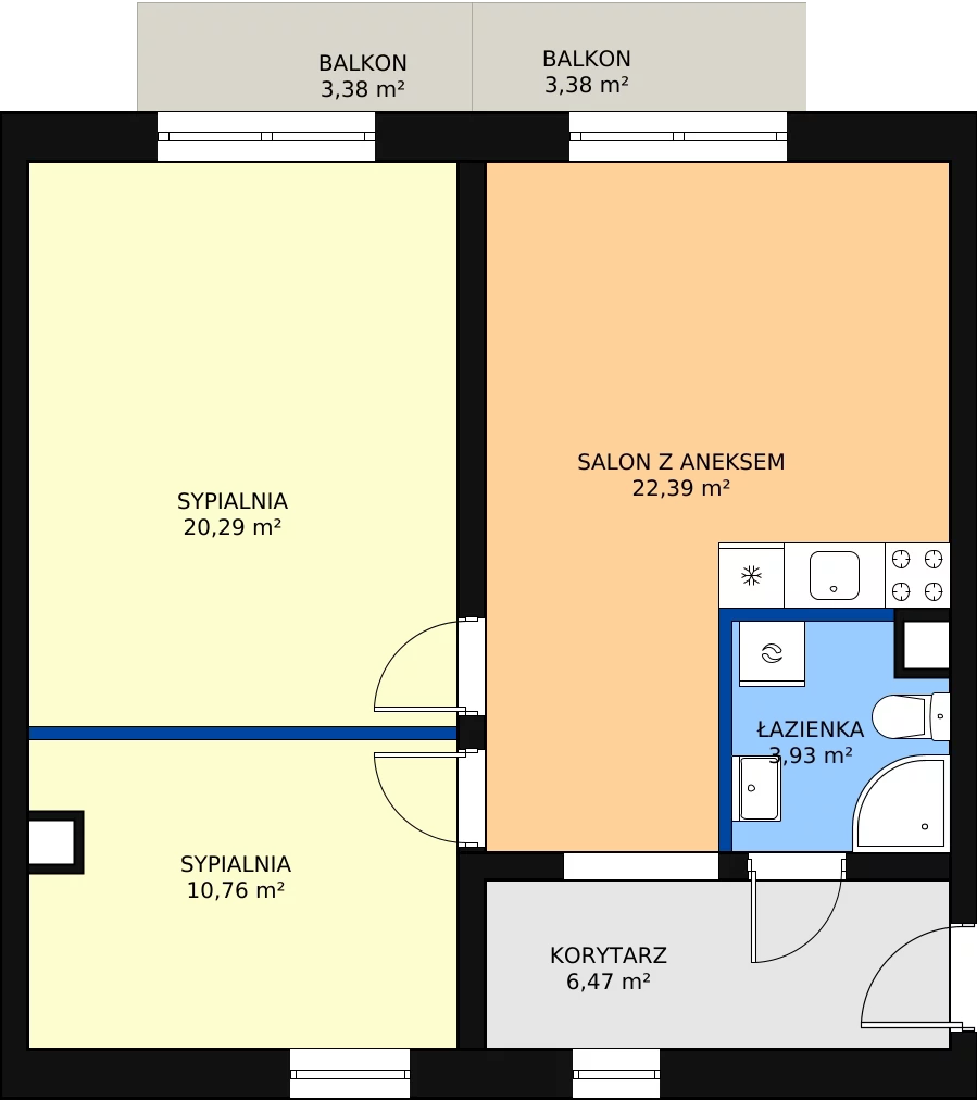 3 pokoje, mieszkanie 68,82 m², piętro 1, oferta nr M1.4, Drewnowska Park, Łódź, Polesie, ul. Rychlińskiego 4