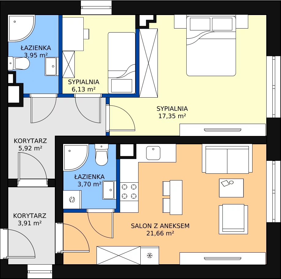 3 pokoje, mieszkanie 62,62 m², piętro 1, oferta nr M1.6, Drewnowska Park, Łódź, Polesie, ul. Rychlińskiego 4