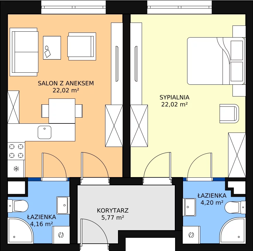 Zalety mieszkania 58.17 m², M2.2
