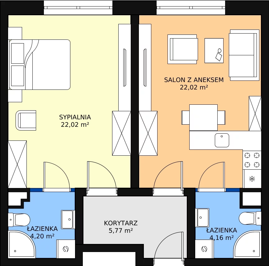 Zalety mieszkania 58.17 m², M2.5