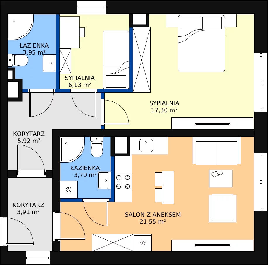 3 pokoje, mieszkanie 62,46 m², piętro 2, oferta nr M2.6, Drewnowska Park, Łódź, Polesie, ul. Rychlińskiego 4