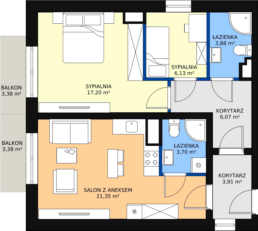 Zalety mieszkania 62.28 m², M3.1