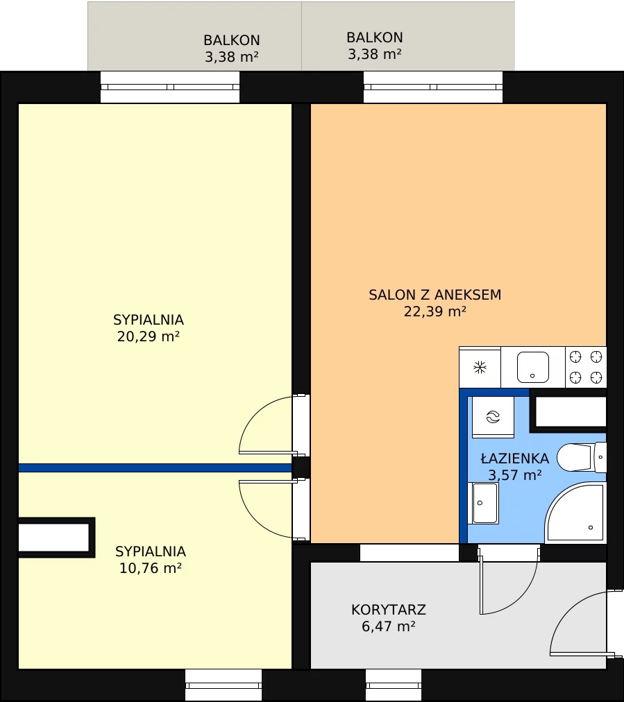 3 pokoje, mieszkanie 63,20 m², piętro 3, oferta nr M3.4, Drewnowska Park, Łódź, Polesie, ul. Rychlińskiego 4