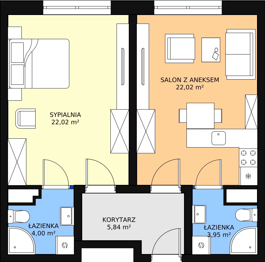 Zalety mieszkania 57.76 m², M3.5