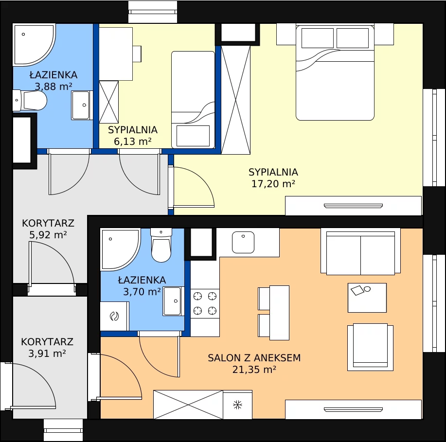 Zalety mieszkania 62.09 m², M3.6