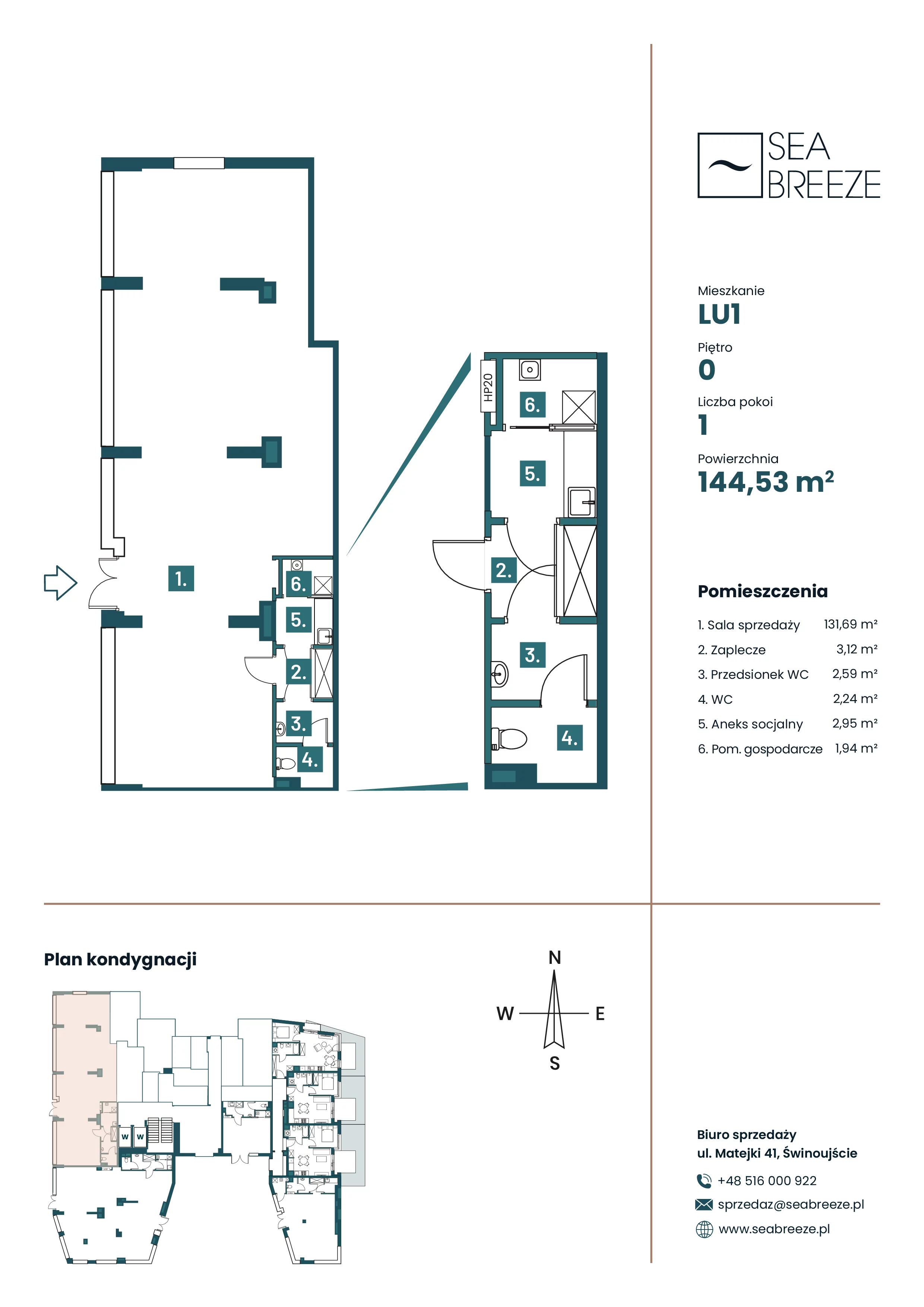 Lokal użytkowy 144,51 m², oferta nr LU1, SeaBreeze - lokale użytkowe, Świnoujście, Osiedle Matejki, ul. Jana Matejki 41