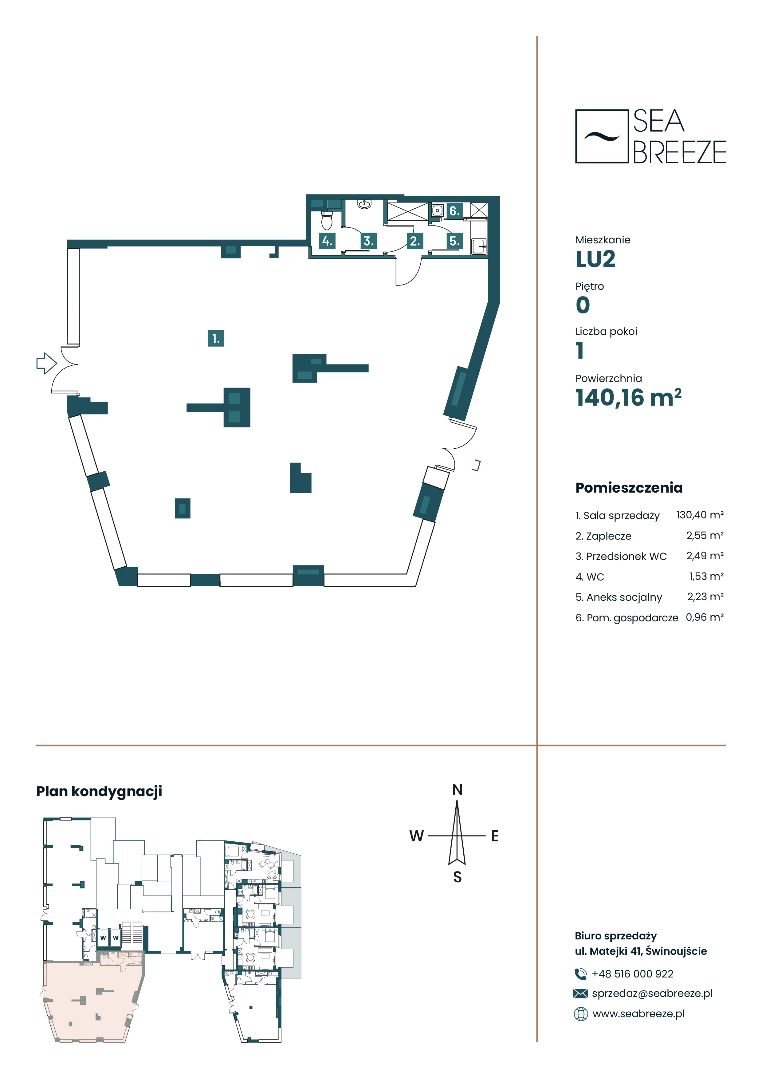 Lokal użytkowy 143,96 m², oferta nr LU2, SeaBreeze - lokale użytkowe, Świnoujście, Osiedle Matejki, ul. Jana Matejki 41