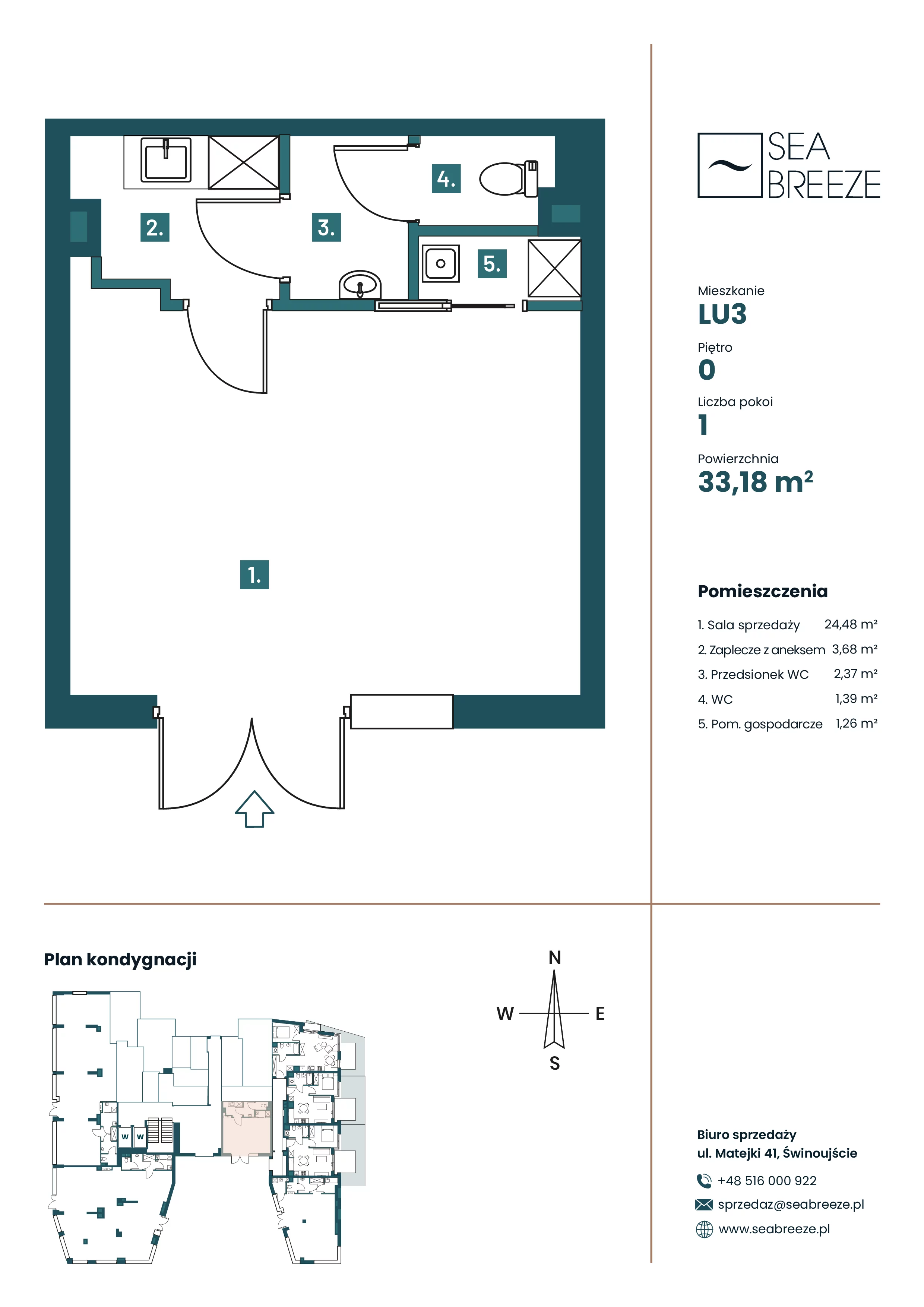Lokal użytkowy 33,18 m², oferta nr LU3, SeaBreeze - lokale użytkowe, Świnoujście, Osiedle Matejki, ul. Jana Matejki 41
